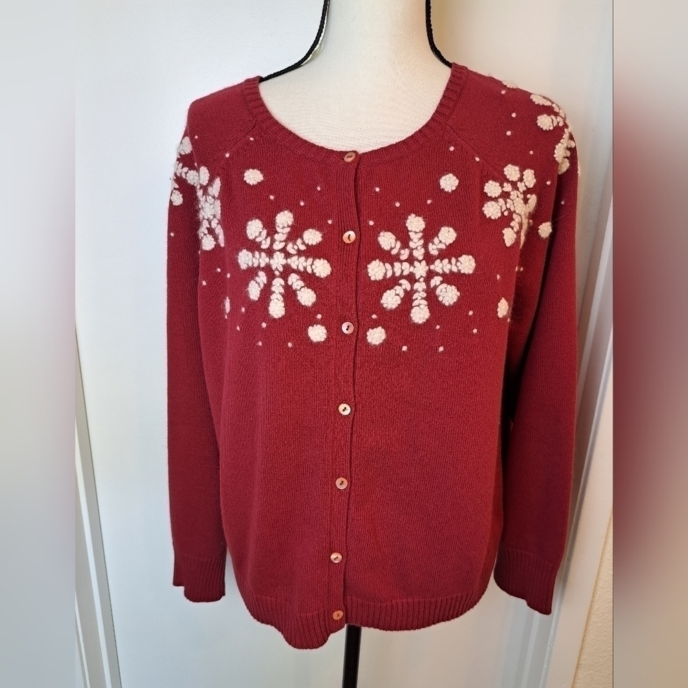 Eddie Bauer collectibles cotton angora wool garnet red sweater angora sn…